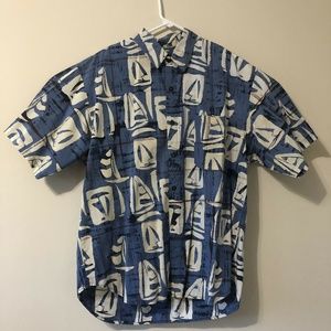 Straight Down Shirt Medium Blue Beige Sail Boats